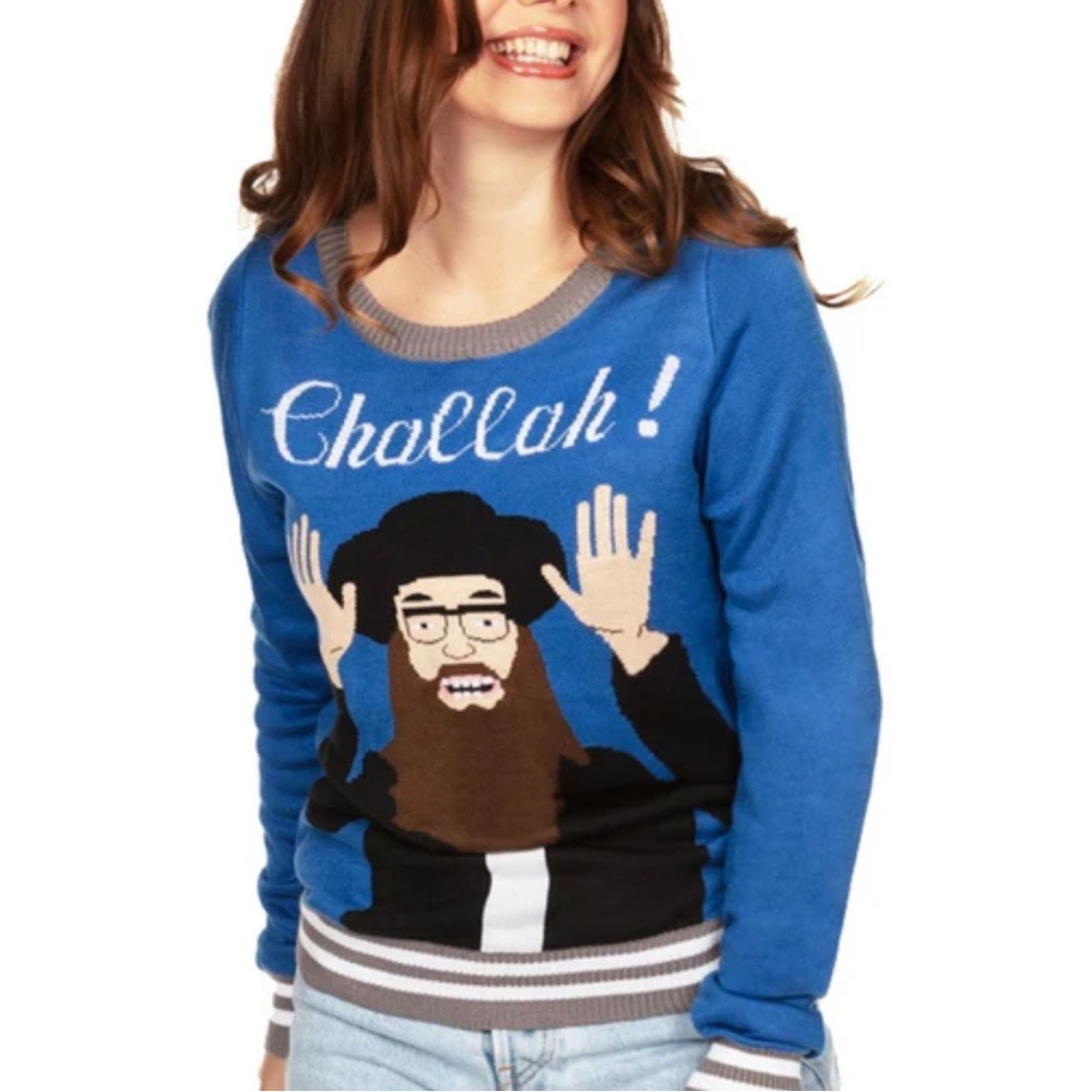 Tipsy Elves Challah Rabbi Happy Hannukah Large Funny Holiday Sweater UNISEX - Picture 13 of 14